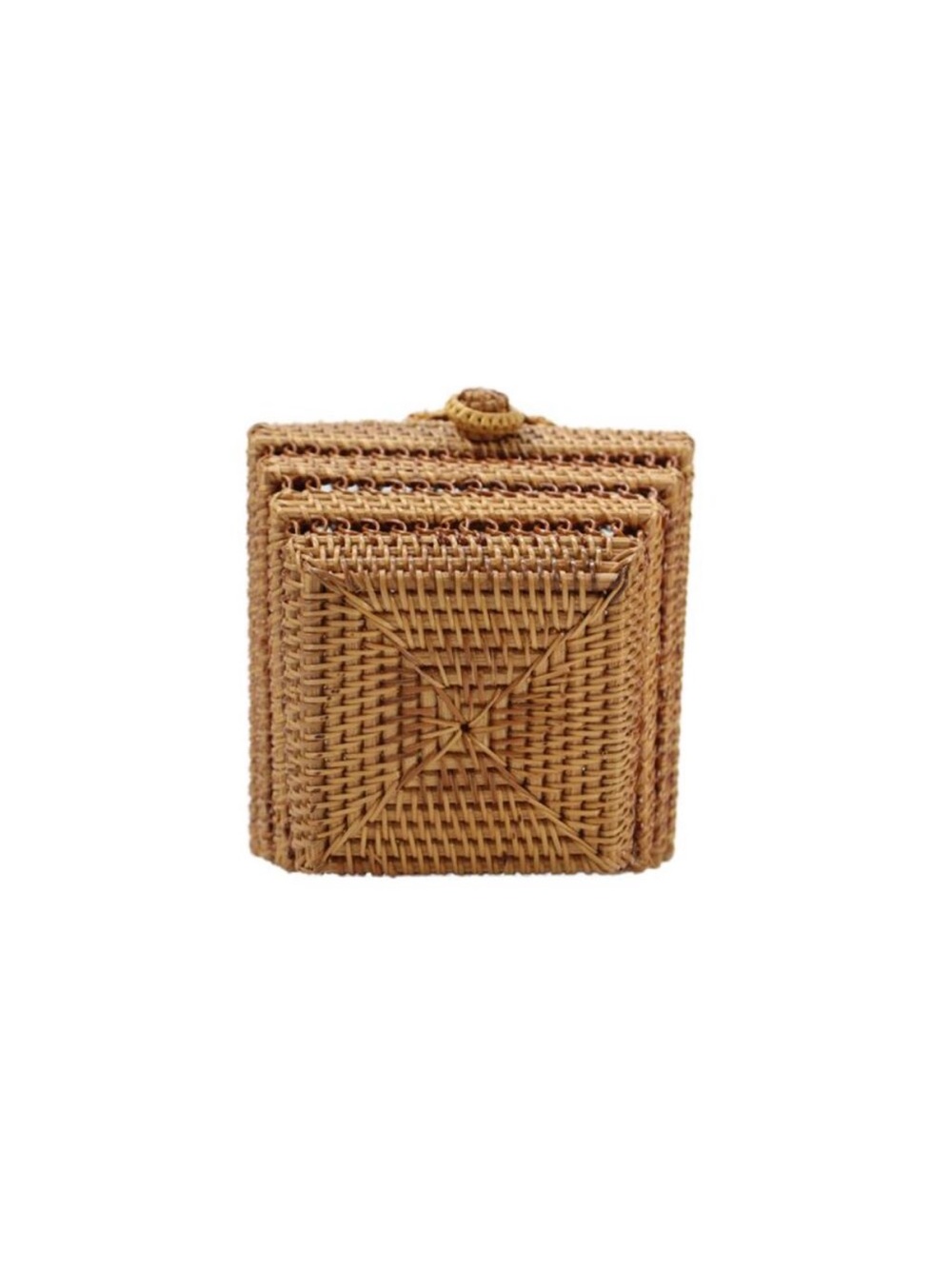 Cult Gaia Suri Rattan Wicker Top Handle Beaded Clutch Mini Bag Purse Tan Brown - Picture 9 of 9